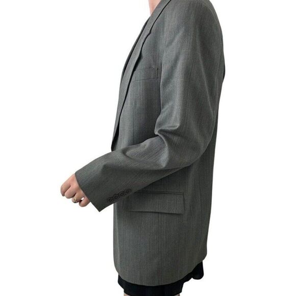 Vintage Christian Dior Mens Gray 100% Wool Sport Coat Oversized Blazer 40R - Picture 6 of 8